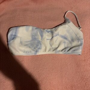Asymmetric One-Shoulder Bikini Top - Light Blue Tie-Dye